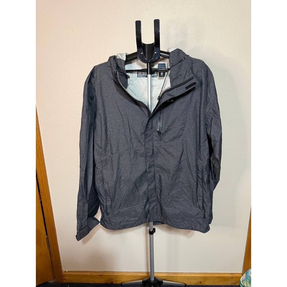 Paradox Mens XL Gray Heathered‎ Waterproof Rain Jacket Hooded Windbreaker 981492
